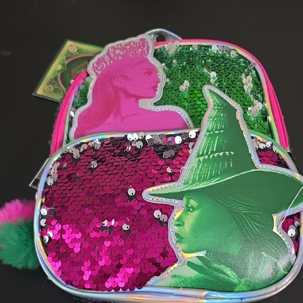 2/$30Green Sequin Backpack with Pink Interior NWT